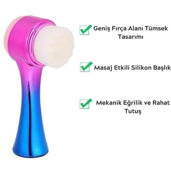 BFS  Çift İşlevli Renkli Cilt Yüz Temizleme Fırçası Peeling Masaj Etkili Gözenek Temizleyici Alet