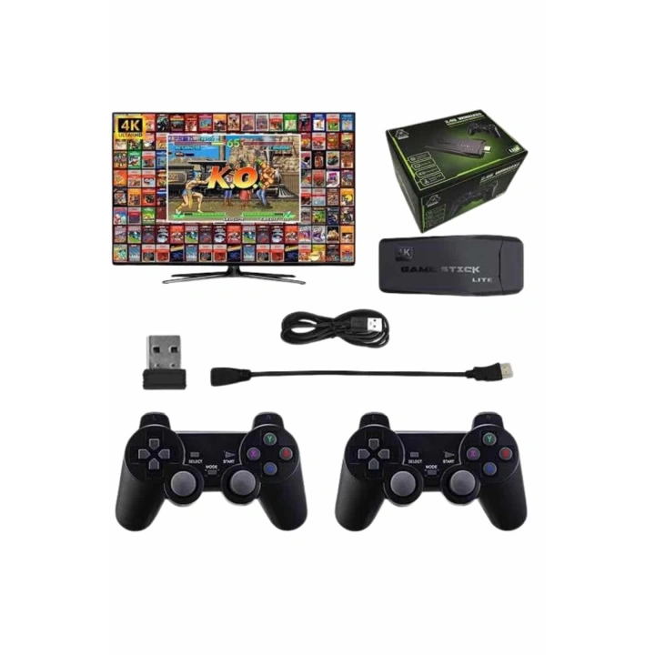 BFS Çift Kollu 2.4g kablosuz Retro 4k Game stick 3500 oyun atari HD Görüntü Kalitesi