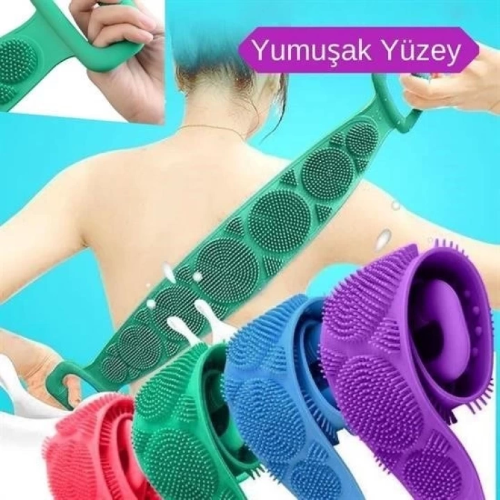 BFS  Çift Taraflı Banyo Hamam Lifi Silikon Masajlı Yumuşak Duş Lifi Uzun Ömürlü Hazır Banyo Keses