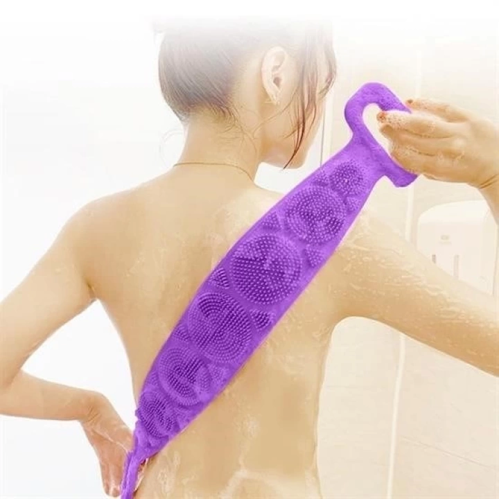 BFS  Çift Taraflı Banyo Hamam Lifi Silikon Masajlı Yumuşak Duş Lifi Uzun Ömürlü Hazır Banyo Keses