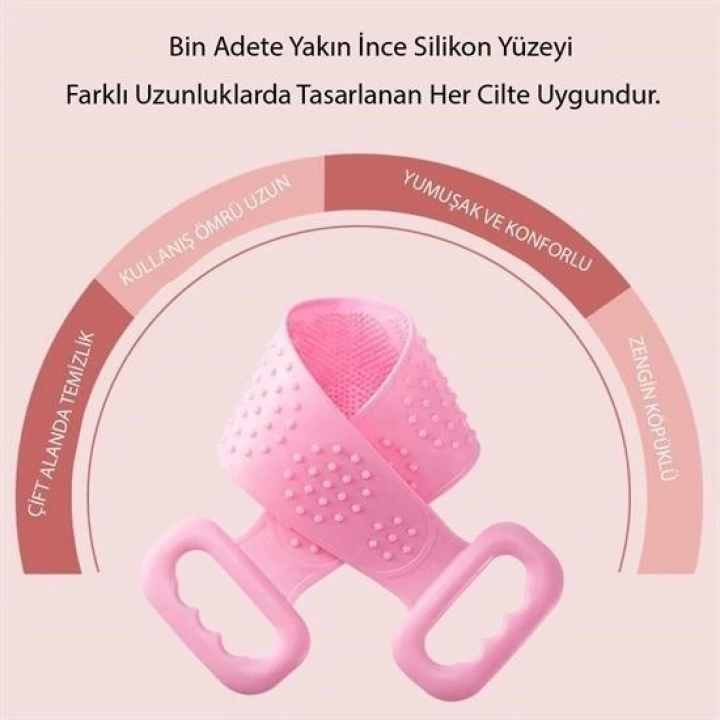 BFS  Çift Taraflı Banyo Hamam Lifi Silikon Masajlı Yumuşak Duş Lifi Uzun Ömürlü Hazır Banyo Keses