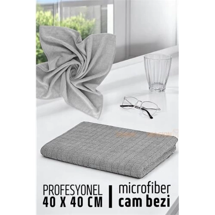 BFS Çift Yüzeyli Profesyonel Microfiber Cam Bezi - Yüksek Kalite Temizlik Bezi  40 x 40 cm