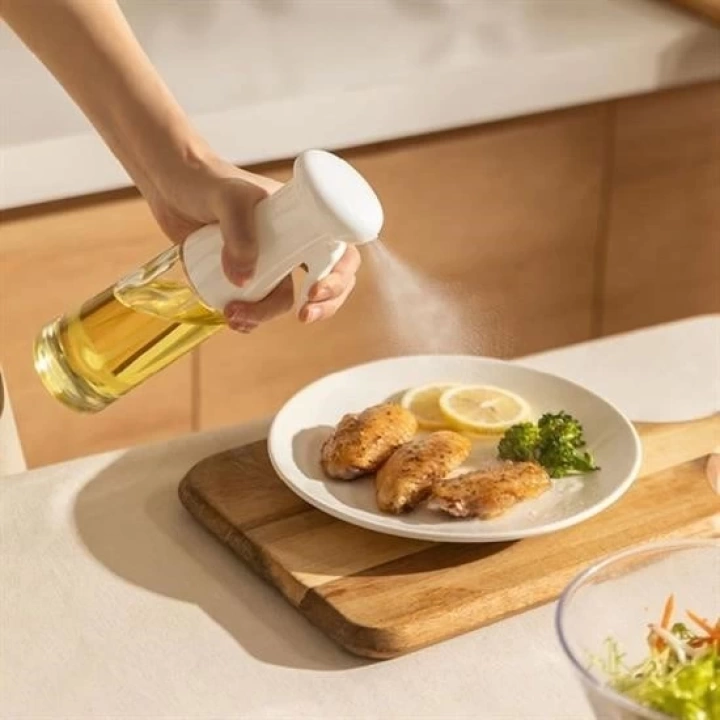 BFS   Çok Amaçlı Cam Şişe Püskürtmeli Dağıtıcı Yağdanlık Limonluk Sirke Sosluk Spreyi Beyaz