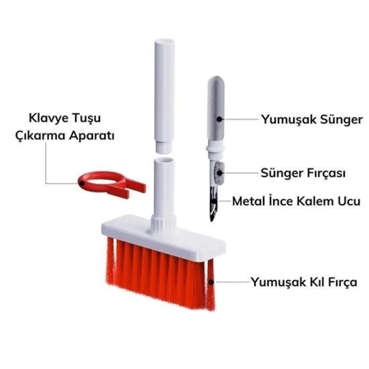 BFS  Çok Amaçlı Kırmızı Hassas Fırça Başlıklı  Bilgisayar Laptop Temizleme Fırçası