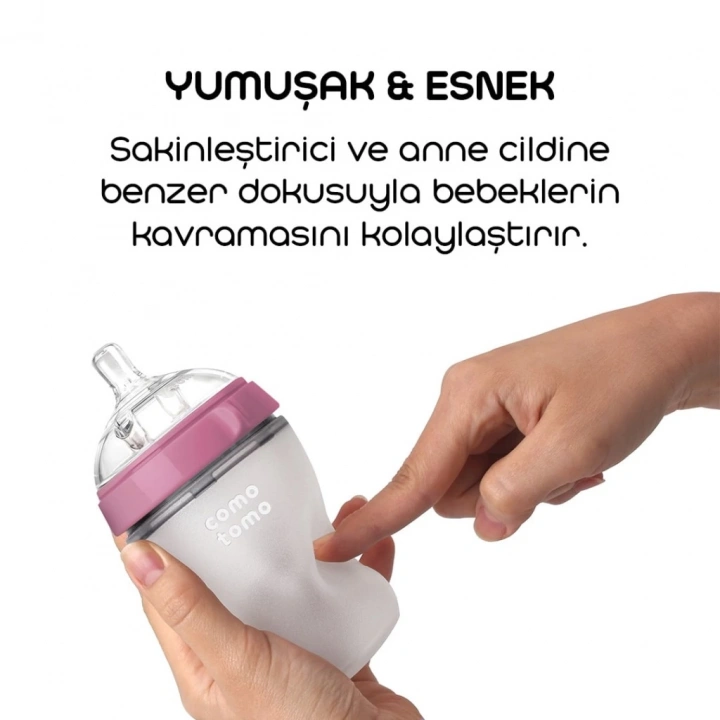 BFS   Comotomo Antikolik Silikon Biberon 150 ml 0-3 Ay Pembe