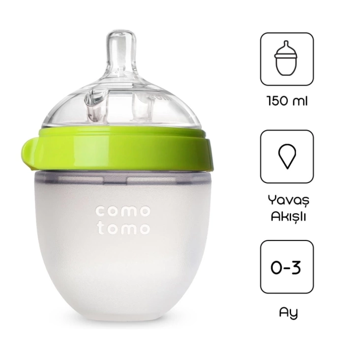 BFS   Comotomo Antikolik Silikon Biberon 150 ml 0-3 Ay Yeşil