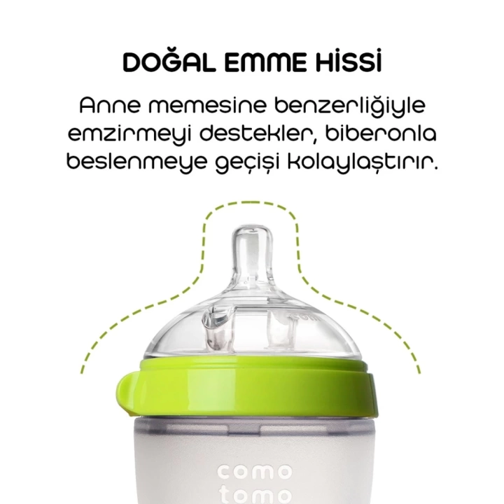 BFS   Comotomo Antikolik Silikon Biberon 150 ml 0-3 Ay Yeşil