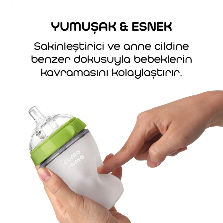 BFS   Comotomo Antikolik Silikon Biberon 150 ml 0-3 Ay Yeşil