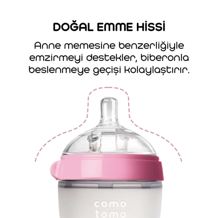 BFS   Comotomo Antikolik Silikon Biberon 250 ml 3-6 Ay Pembe