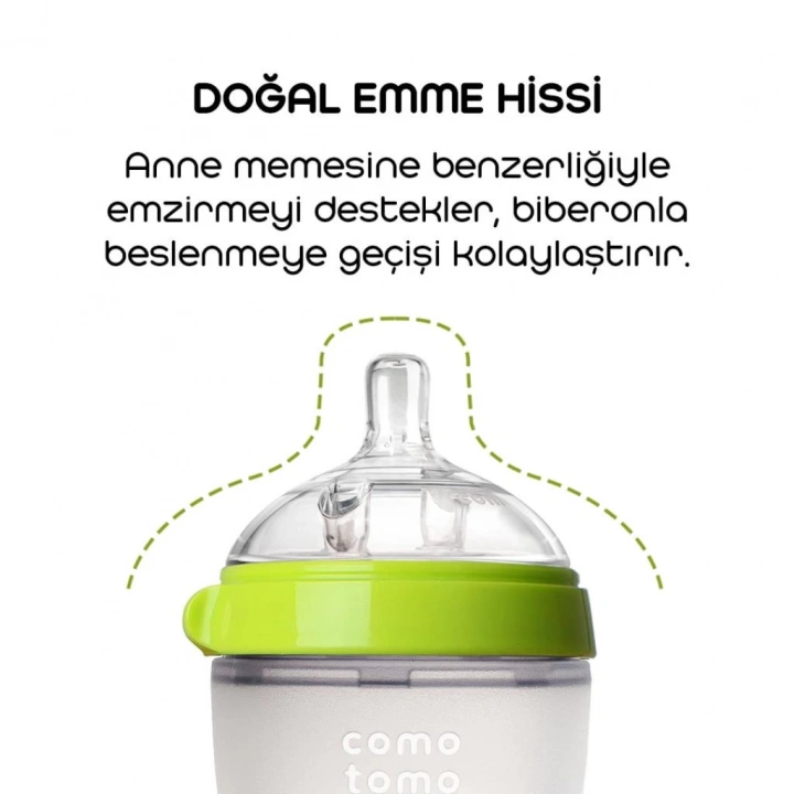 BFS   Comotomo Antikolik Silikon Biberon 250 ml 3-6 Ay Yeşil