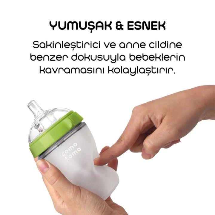 BFS   Comotomo Antikolik Silikon Biberon 250 ml 3-6 Ay Yeşil