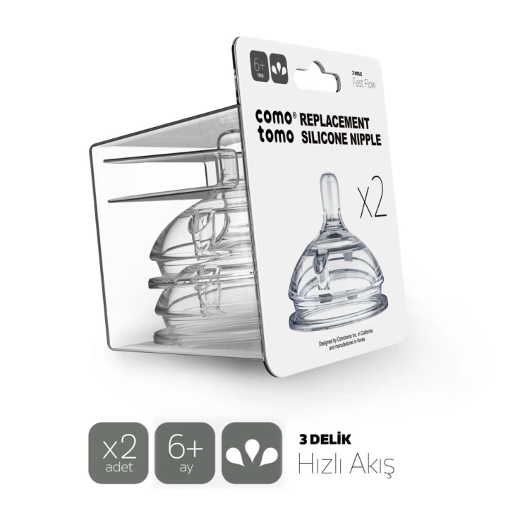 BFS   Comotomo Silikon 2Li Biberon Emziği Hızlı Akış 6+ Ay