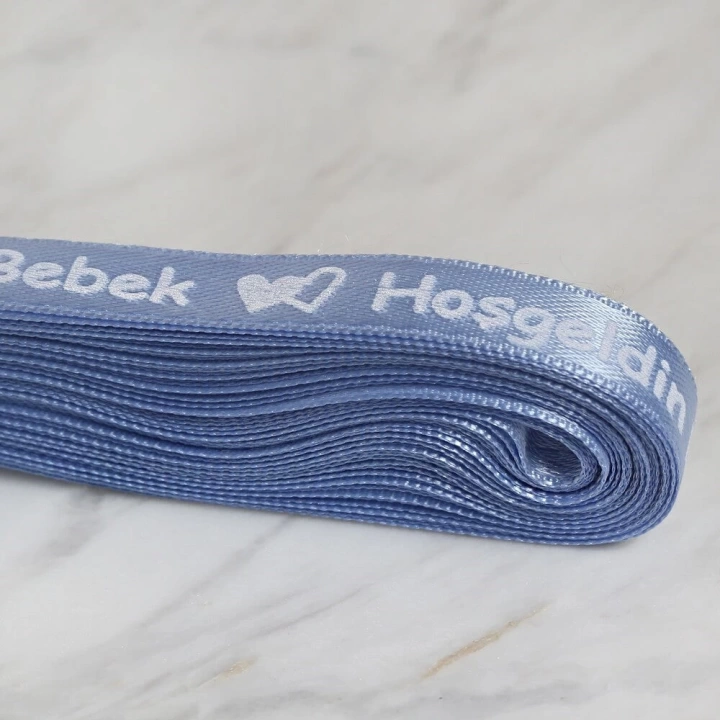 BFS  Crafts 1cm 10 mt Mavi Saten Hoşgeldin Bebek