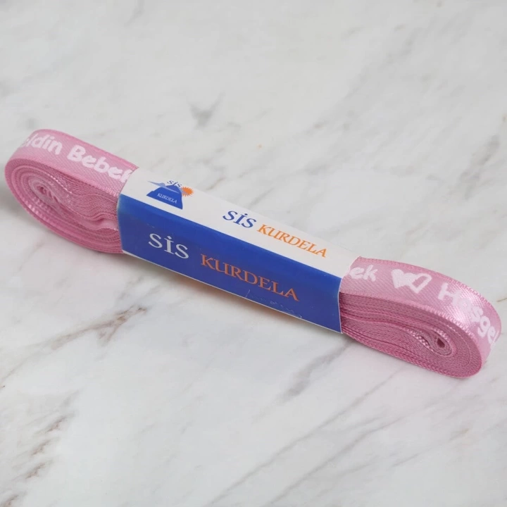 BFS  Crafts 1cm 10 mt Pembe Saten Hoşgeldin Bebek
