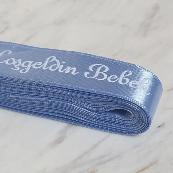 BFS  Crafts 2cm 10 mt Mavi Saten Hoşgeldin Bebek