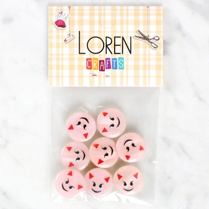 BFS  Crafts 8li Gülen Yüz Düğme - 1023