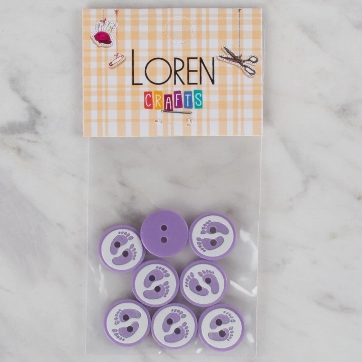 BFS  Crafts lila 8 li ayak izi düğme - 437
