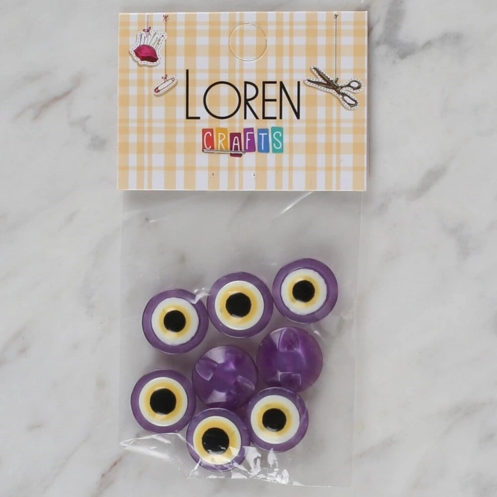 BFS  Crafts mor 8 li nazar boncuğu düğme - 169
