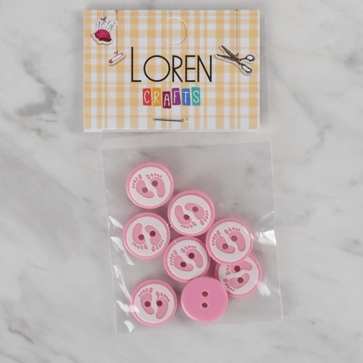 BFS  Crafts pembe 8 li ayak izi düğme - 436