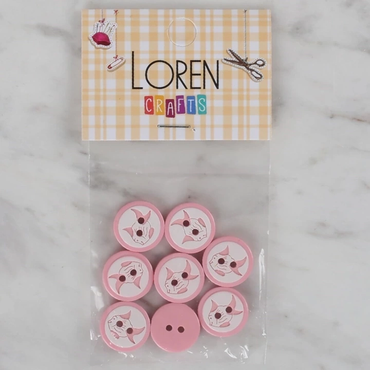 BFS  Crafts pembe 8 li balık düğme - 570