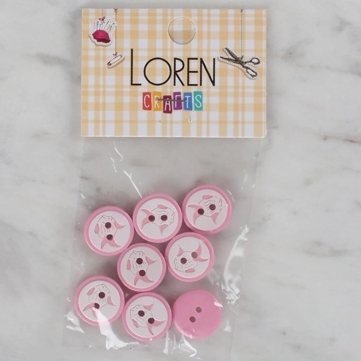 BFS  Crafts pembe 8 li balık düğme - 571