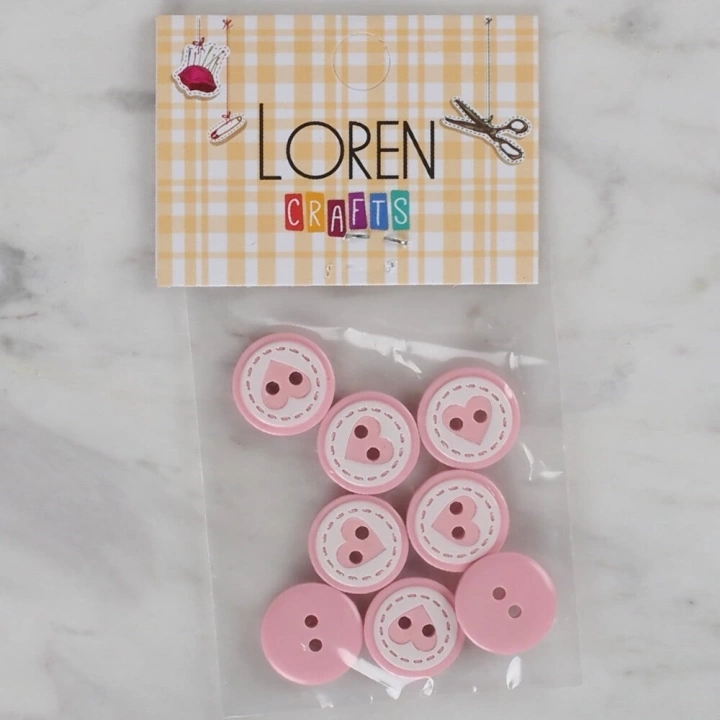 BFS  Crafts pembe 8 li kalp düğme - 472