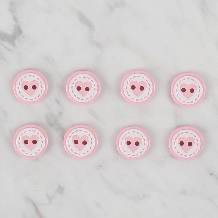 BFS  Crafts pembe 8 li kalp düğme - 472