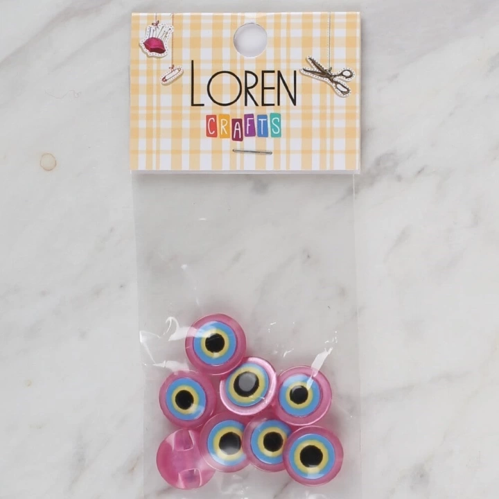 BFS  Crafts pembe 8 li nazar boncuğu düğme - 168