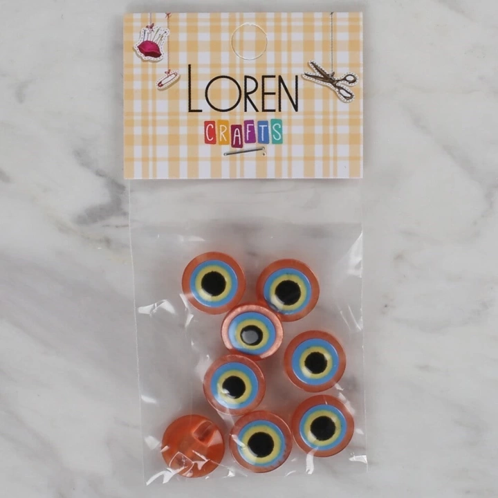 BFS  Crafts turuncu 8 li nazar boncuğu düğme - 16
