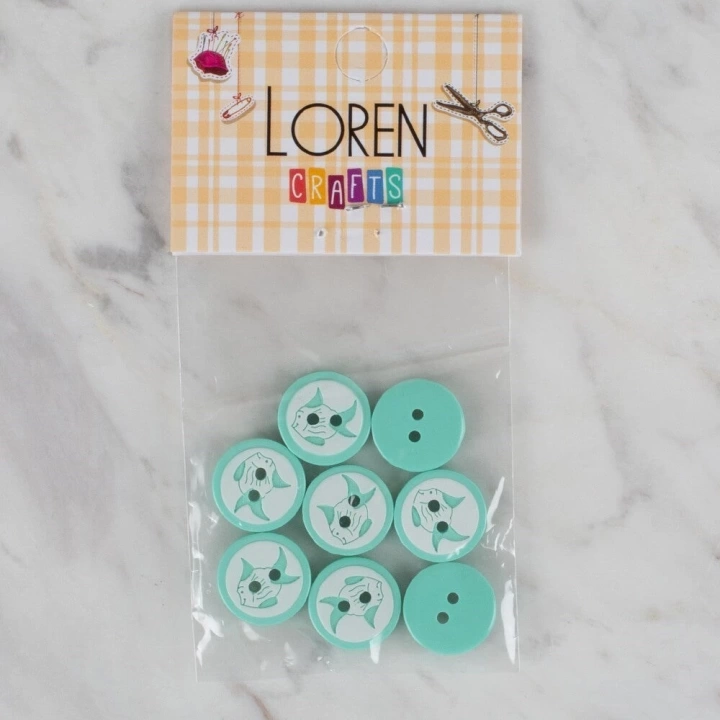 BFS  Crafts yeşil 8 li balık düğme - 578