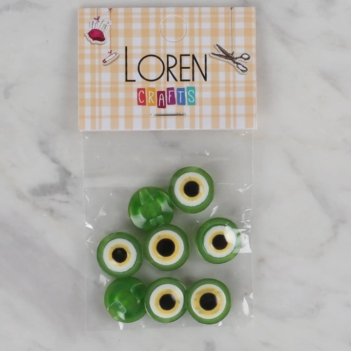 BFS  Crafts yeşil 8 li nazar boncuğu düğme - 164