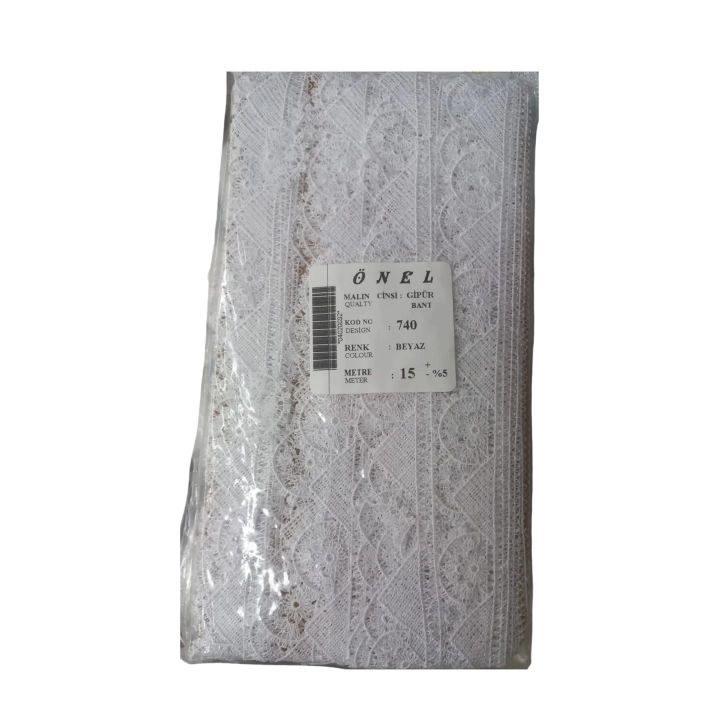 BFS Dantel Polyester Güpür Bant Beyaz 15 Metre En 5 cm ON-740-B