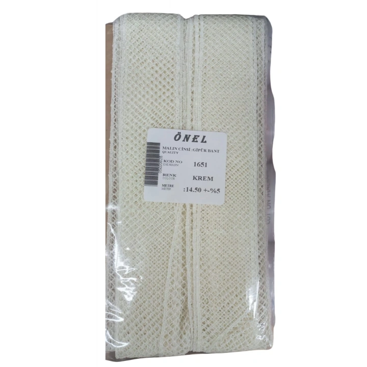 BFS Dantel Polyester Güpür Bant Krem 14,50 Metre En 3 cm ON-1651-KR