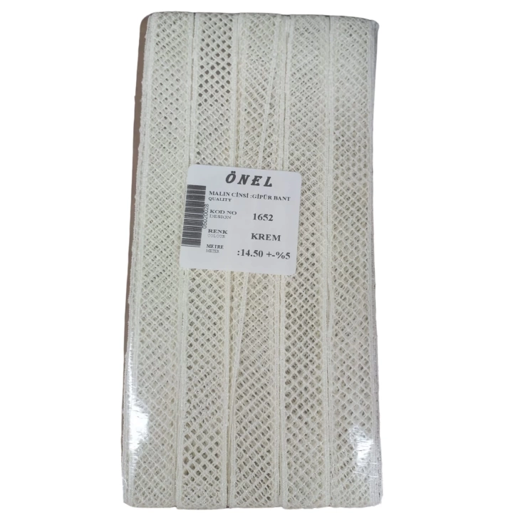 BFS Dantel Polyester Güpür Bant Krem 14,50 Metre En 3 cm ON-1652-KR
