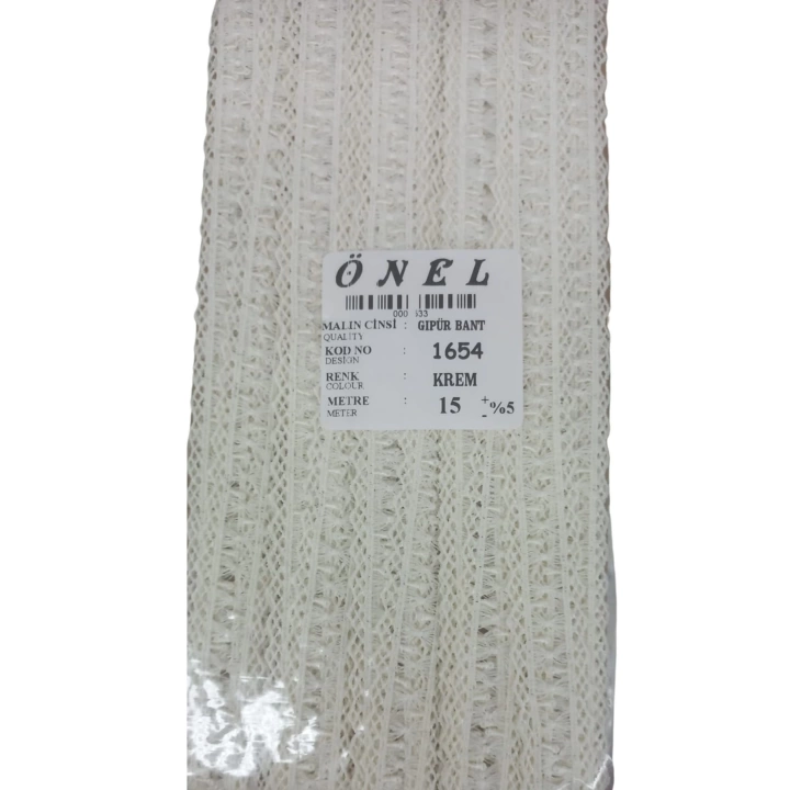 BFS Dantel Polyester Güpür Bant Krem 15 Metre En 3 cm ON-1654-K