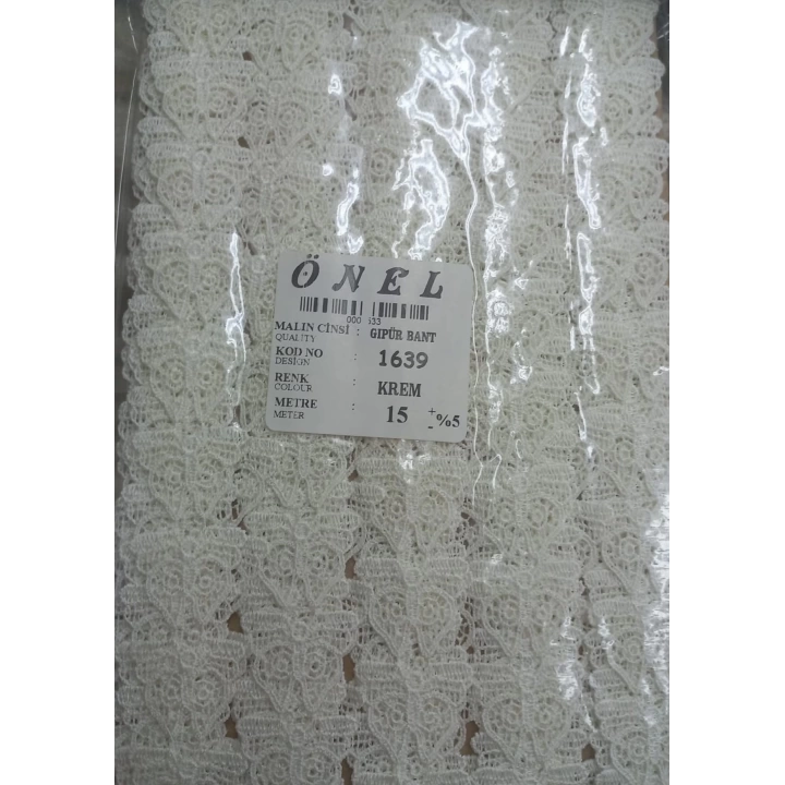 BFS Dantel Polyester Güpür Bant Krem 15 Metre En 6 cm ON-1639-KR