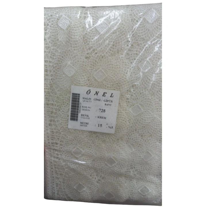 BFS Dantel Polyester Güpür Bant Krem 15 Metre En 6 cm ON-728-KR