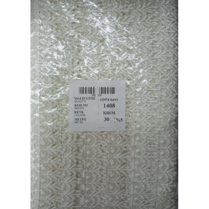 BFS Dantel Polyester Güpür Bant Krem 30 Metre En 3 cm ON-1408-KR