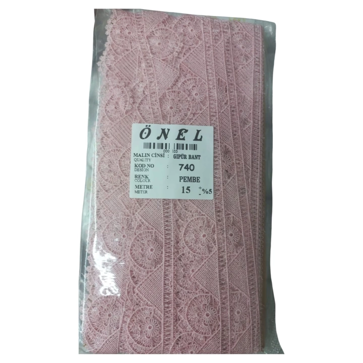 BFS Dantel Polyester Güpür Bant Pembe 15 Metre En 3 cm ON-740-P