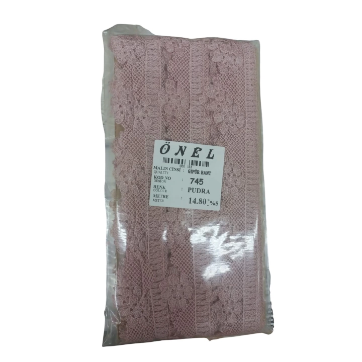 BFS Dantel Polyester Güpür Bant Pudra 14,80 Metre En 3 cm ON-745-PU