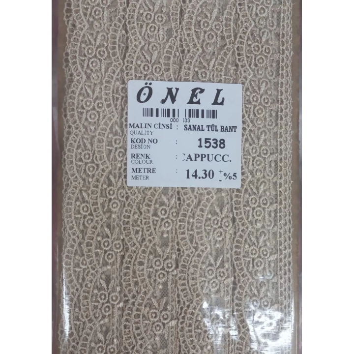 BFS Dantel Polyester Sanal Tül Bant Cappucino 14,30 Metre En 6 cm ON-1538-C