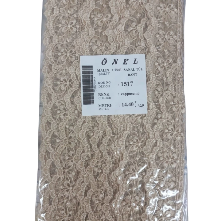 BFS Dantel Polyester Sanal Tül Bant Cappucino 14,40 Metre En 3 cm ON-1517-C