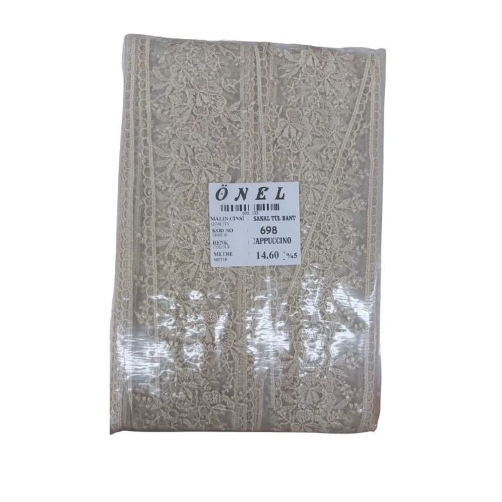 BFS Dantel Polyester Sanal Tül Bant Cappucino 14,60 Metre En 6 cm ON-698-C