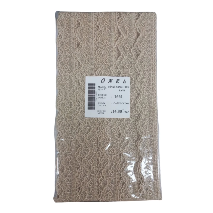 BFS Dantel Polyester Sanal Tül Bant Cappucino 14,80 Metre En 6 cm ON-1661-C