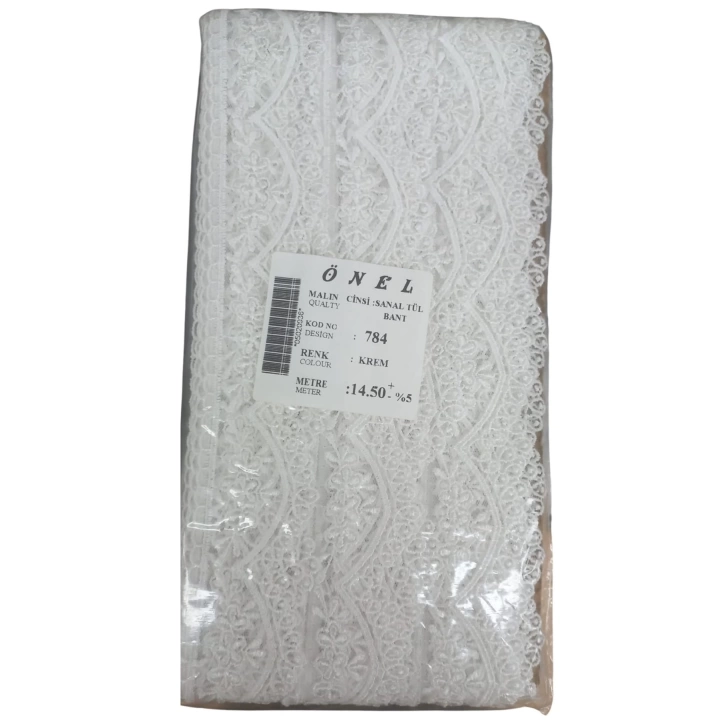 BFS Dantel Polyester Sanal Tül Bant Krem 14,50 Metre En 3 cm ON-784-KR