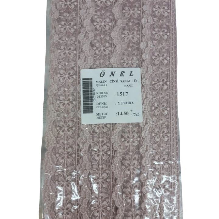 BFS Dantel Polyester Sanal Tül Bant Y.Pudra 14,50 Metre En 3 cm ON-1517-PU