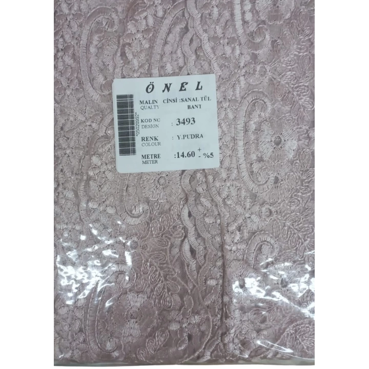 BFS Dantel Polyester Sanal Tül Bant Y.Pudra 14,60 Metre En 6 cm ON-3493-PU