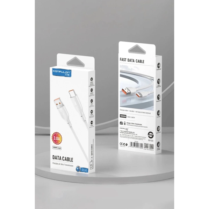 BFS DC65 USB to Type-C 1M 3.0A Hızlı Şarj Kablo - Beyaz