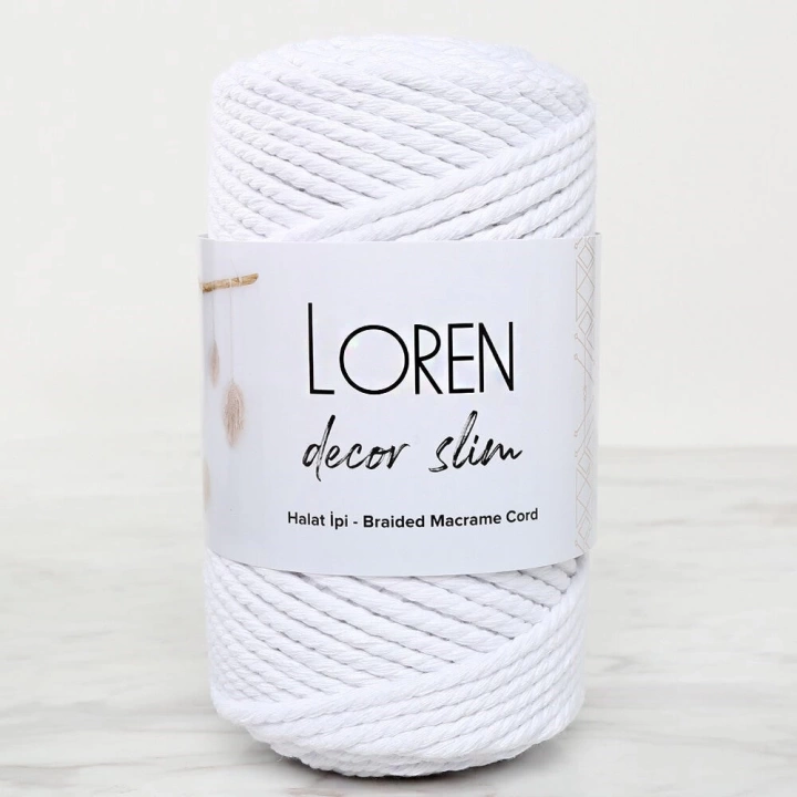 BFS  Decor Slim 3 Büküm Makrome İpi Beyaz - L001