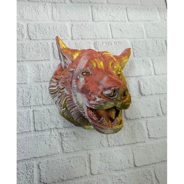 BFS Dekoratif Altın Gold Kurt Duvar Heykeli Asılabilir Hediyelik 25x19 cm